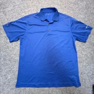 Nike Golf Polo Mens L Dri-FIT Pronghorn Embroidery Polyester Blue Solid